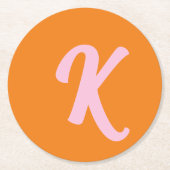 Orange und Rosa Runder Pappuntersetzer (Vorderseite)