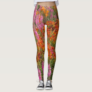 Orange und rosa Sommer-Blumen Legging Leggings