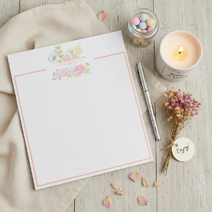 Orange und rosa Wasserfarbe floral personalisiert Notizblock