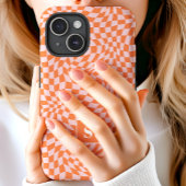 Orange und Rosa Wavy Checked Mit Monogramm Case-Mate iPhone Hülle