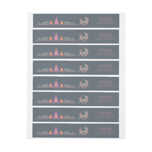 Orange und Rose Hirsche Weihnachtswraparound-Label (Bogen)
