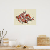 Orange und Rost Wirbel Fantail Goldfish Poster (Küche)