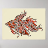 Orange und Rost Wirbel Fantail Goldfish Poster (Vorne)
