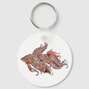 Orange und Rost Wirbel Fantail Goldfish Schlüsselanhänger