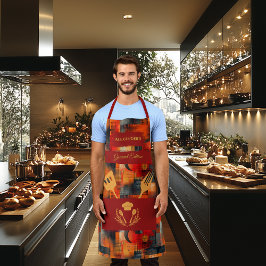 Orange und Rot Abstrakte Schürze - Bold Monochrome