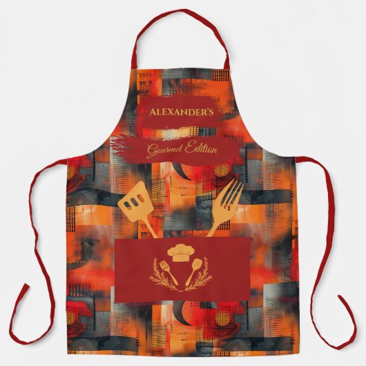 Orange und Rot Abstrakte Schürze - Bold Monochrome (Vorderseite)