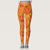 Orange und Rot flammt Fraktal Leggings (Vorderseite)