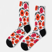Orange und Rot Moderne Blumen Socken (Linkes Detail)