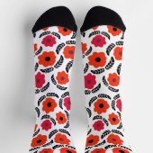 Orange und Rot Moderne Blumen Socken (Oben)
