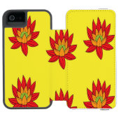 Orange und rote Blume auf gelb Incipio iPhone Geldbeutel-Hülle (Folio Geöffnet)