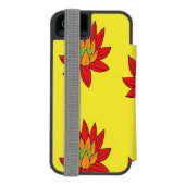 Orange und rote Blume auf gelb Incipio iPhone Geldbeutel-Hülle (Folio Rückseite)