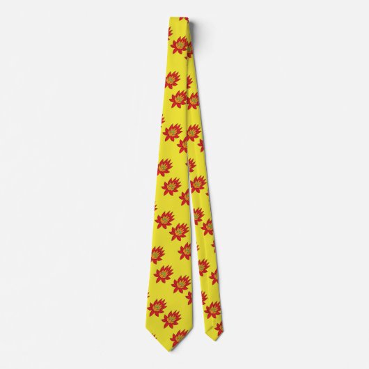 Orange und rote Blume auf gelb Krawatte (Vorderseite)