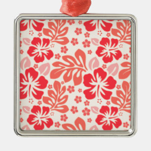Orange und rote Hibisken Muster - Hawaii! Ornament Aus Metall