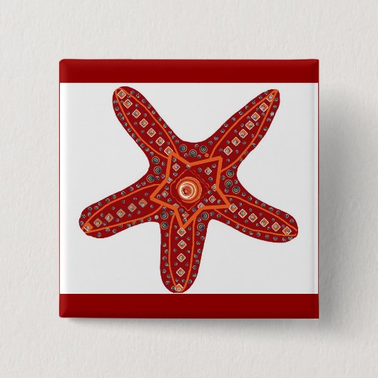orange und rote Starfish Button (Vorderseite)