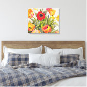 Orange und Rote Tulips Leinwanddruck (Insitu (Schlafzimmer))