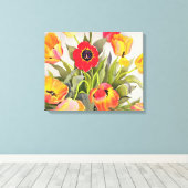 Orange und Rote Tulips Leinwanddruck (Insitu (Holzboden))