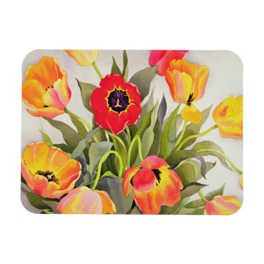 Orange und Rote Tulips Magnet (Horizontal)