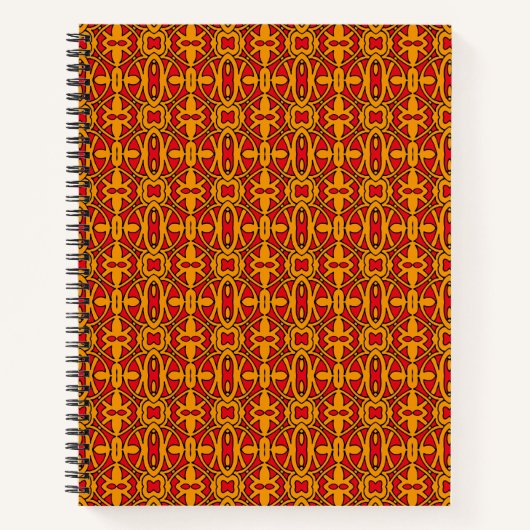 Orange- und rotes Handmuster Notizbuch (Vorderseite)
