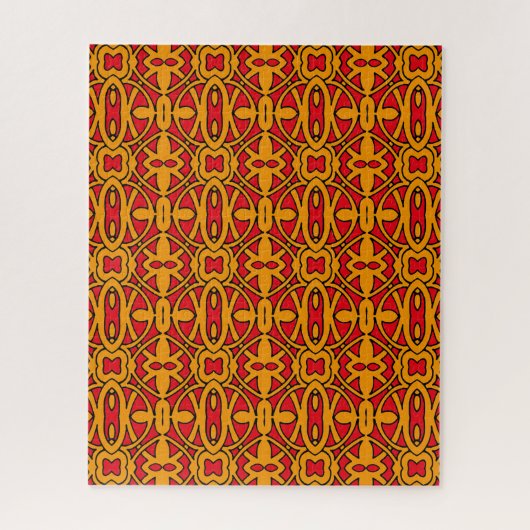 Orange- und rotes Handmuster Puzzle (Vertikal)