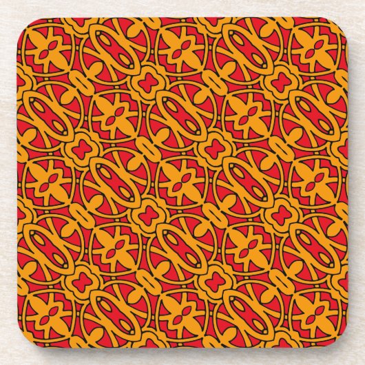 Orange- und rotes Handmuster Untersetzer (Vorderseite)