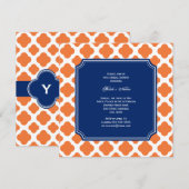 Orange und Royal Blue Quatrefoil Brautparty Einladung (Vorne/Hinten)
