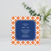 Orange und Royal Blue Quatrefoil Brautparty Einladung (Stehend Vorderseite)