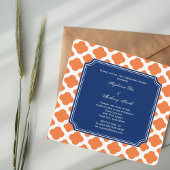 Orange und Royal Blue Quatrefoil Probe Dinner Einladung