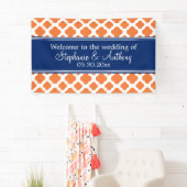 Orange und Royal Blue Quatrefoil Wedding Banner (Insitu)
