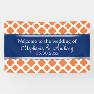 Orange und Royal Blue Quatrefoil Wedding Banner