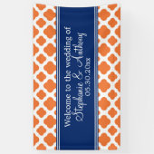 Orange und Royal Blue Quatrefoil Wedding Banner (Vertikal)