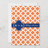 Orange und Royal Blue Quatrefoil Wedding Einladung (Rückseite)