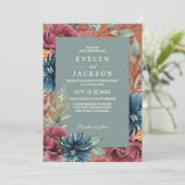 Orange und Salbei Moderne Rustikale Hochzeit Einladung (Stehend Vorderseite)