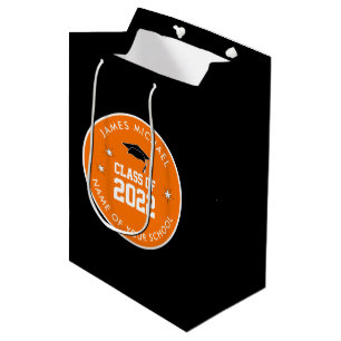 Orange und Schwarz Abschluss kundenspezifisch Mittlere Geschenktüte