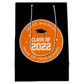 Orange und Schwarz Abschluss kundenspezifisch Mittlere Geschenktüte (Rückseite)