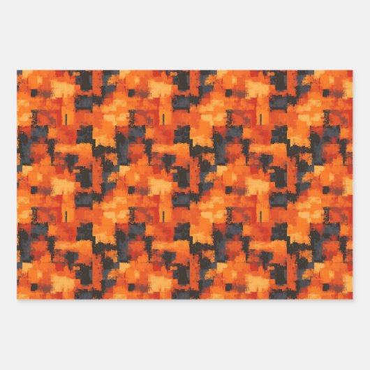Orange und Schwarz Abstrakt Geschenkpapier Set (Vorderseite 2)