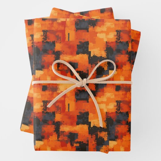Orange und Schwarz Abstrakt Geschenkpapier Set (Beispiel)