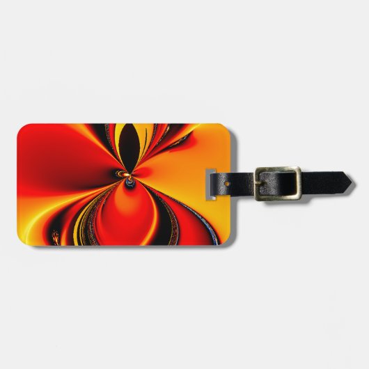 Orange- und Schwarz-Aroma-Fraktal Gepäckanhänger (Vorderseite horizontal)