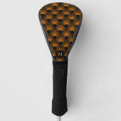 Orange und Schwarz Art Deco Muster Monogram Golf Headcover (Vorderseite)