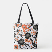 Orange und Schwarz auf Weiß Fall Blumen Tasche (Rückseite)
