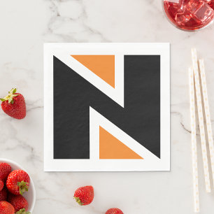 Orange und Schwarz Buchstaben n Papier Napkins Serviette