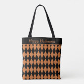 Orange- und Schwarz-Diamant-Harlequin-Muster Tasche (Rückseite)