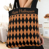 Orange- und Schwarz-Diamant-Harlequin-Muster Tasche