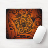 Orange und Schwarz Floral Mandala Mousepad (Mit Mouse)