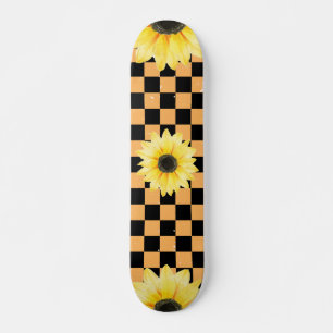 Orange und Schwarz Gelb und Sonnenblumen Skateboard