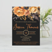 Orange und Schwarz, Halloween, Blumenkohl, Brautpa Einladung (Stehend Vorderseite)