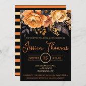 Orange und Schwarz, Halloween, Blumenkohl, Brautpa Einladung (Vorne/Hinten)