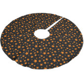 Orange- und Schwarz-Halloween-Sterne Niedlich Polyester Weihnachtsbaumdecke (Schrägansicht)