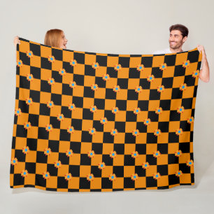 Orange und Schwarz kontrollierte Blume Fleecedecke
