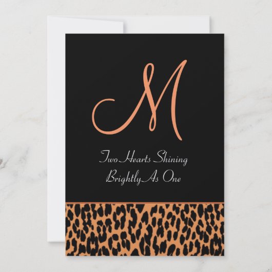 Orange und Schwarz-Leopard-Hochzeitsmetall Einladung (Rückseite)