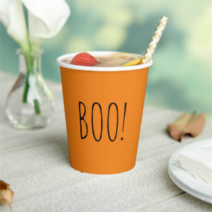 Orange und schwarz-minimalistisch-einfaches Hallow Pappbecher